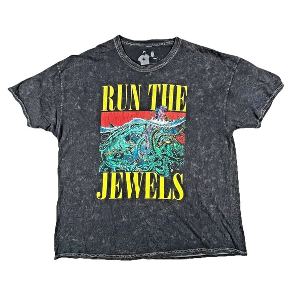 Run The Jewels Other - Run The Jewels Acid Wash Short Sleeve Graphic Shirt Men's 2XL Punk Rock Grunge